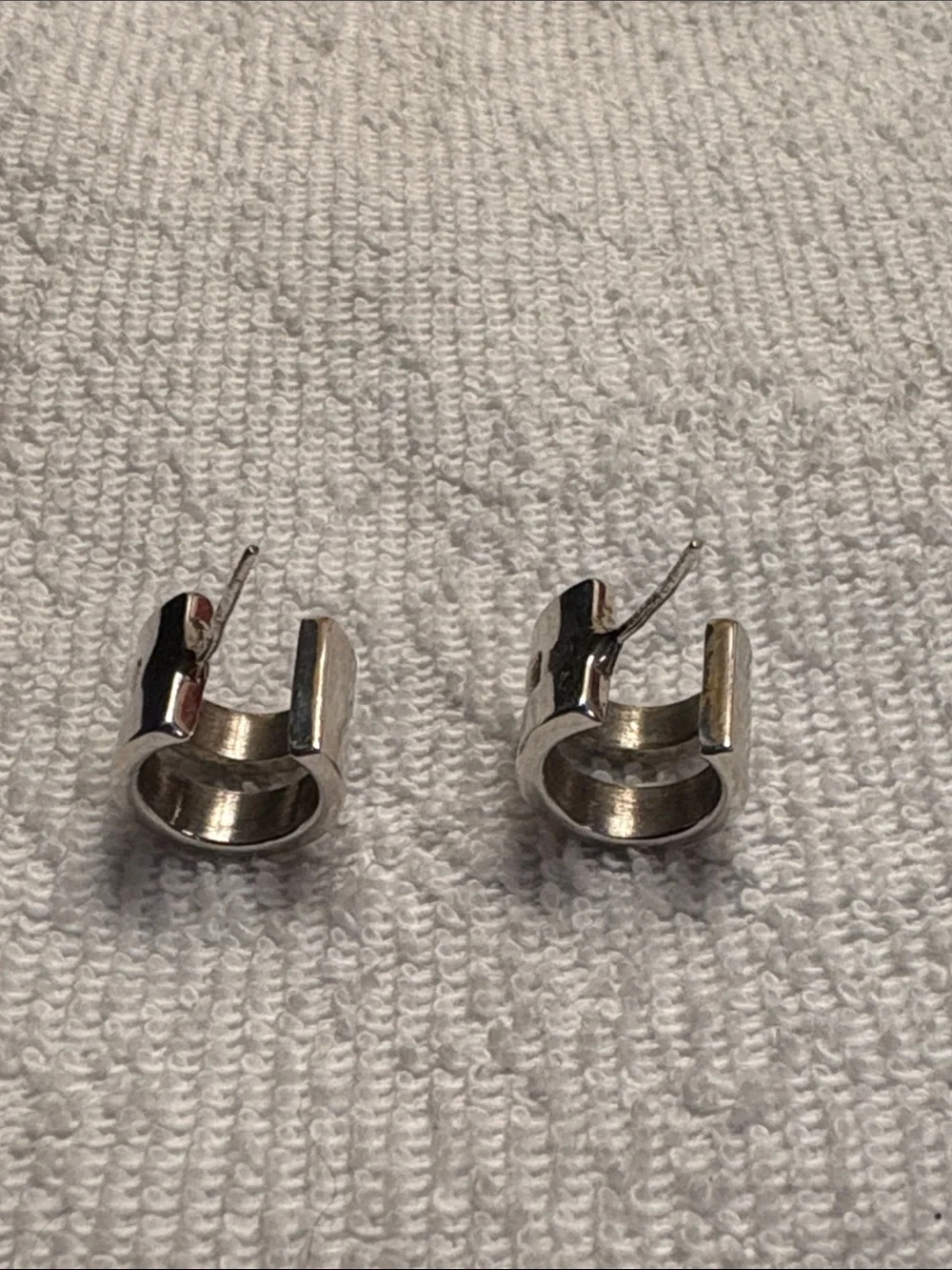 Vintage Split-Band Sterling Silver Open Cuff Earrings